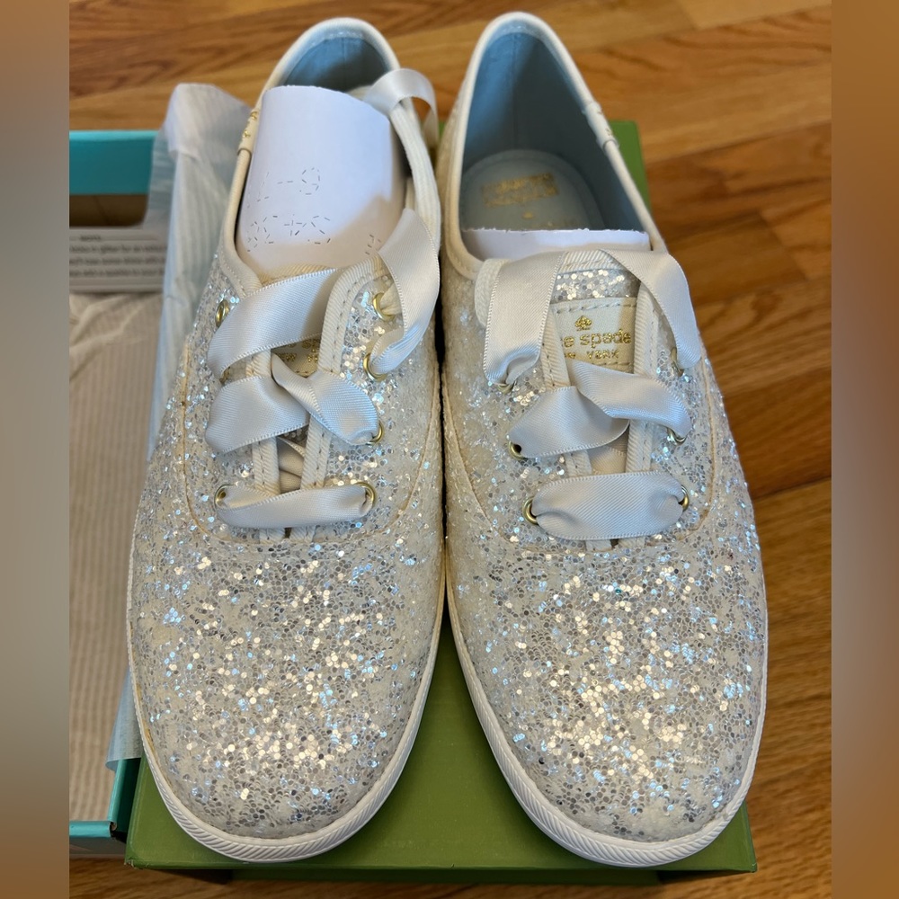 Keds X Kate Spade Glitter Sneakers Cream Size 7.5